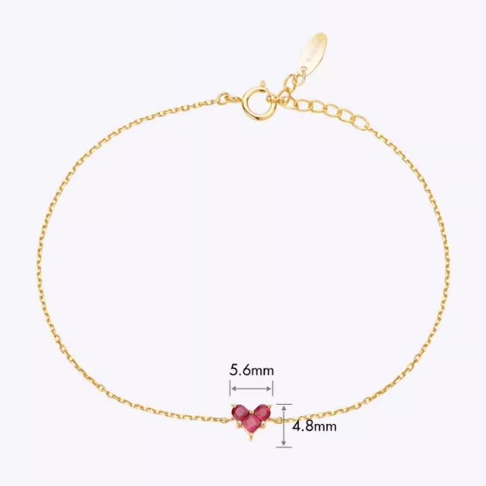 Pulseras de oro para mujer, pulsera de cadena de oro amarillo con rompecabezas de rubí de corazón de 0,21 quilates