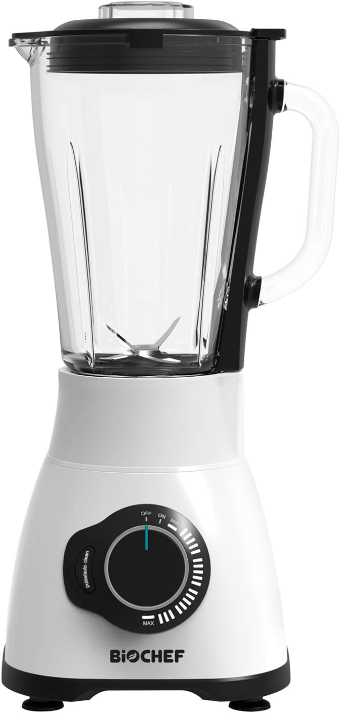 New - BioChef Galaxy Blender - 1200W High-Performance Personal Blender - 1.75L Jug and 900ml Travelling Container (White)