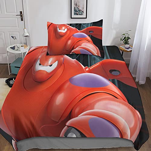 AWEBB Big Hero 6 Juego De Funda De Edredón Suave, 3 Piezas, Baymax Funda De Edredón Y Funda De...