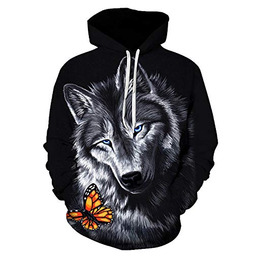 Sweat à capuche enfant motif loup 3D chaud et résistant pour l'hiver