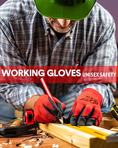 Honeydak 36 Pairs Gardening Gloves For Men Women Breathable Rubber Coated Garden Gloves Men Safety Work Gloves (Red, Black) #TOP4