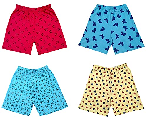 Image of indi weaves Girls Cotton Printed Shorts (Pack of 4)