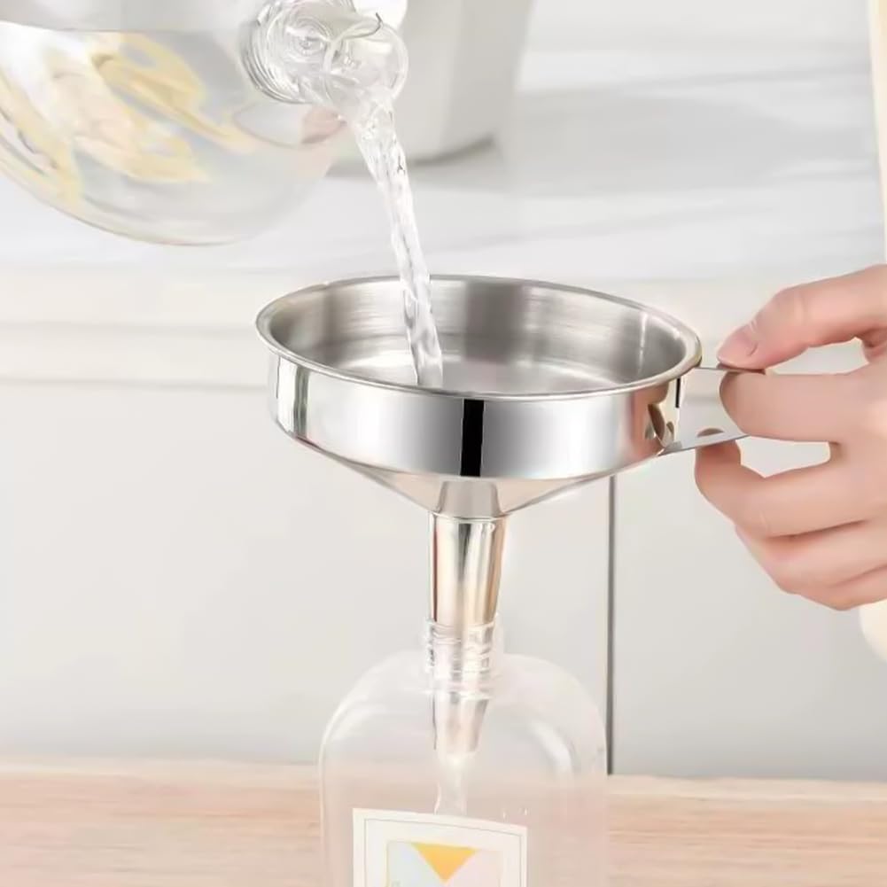 Embudo de Cocina de Acero Inoxidable de 4.4 Pulgada, Embudo de con Anillo de Asa, Accesorios de Cocina para Llenar Botellas, Transferir Líquidos, Ingredientes Secos, Aceite, Leche, Gran