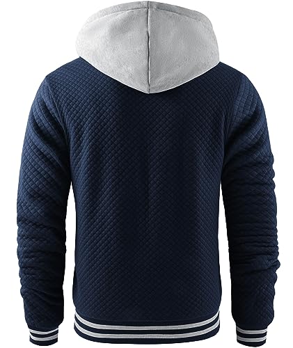 Image of GEEK LIGHTING Mens Fleece Lined Hoodies Zip Up Waffle Knit Thicken Hooded Sweatshirts Winter Jackets