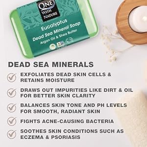 One With Nature Eucalyptus Soap Bar - 7oz Bar 3Pack - Dead Sea Salt Contains Magnesium, Sulfur & 21 Essential Minerals - Ideal for All Skin, Eczema, Psoriasis, Acne, 100% Natural One With Nature Eucalyptus Soap Bar 7oz Bar 3Pack Dead Sea Salt Contains Magnesium Sulfur 21 Essential Minerals Ideal for All Skin Eczema Psoriasis Acne 100 Natural