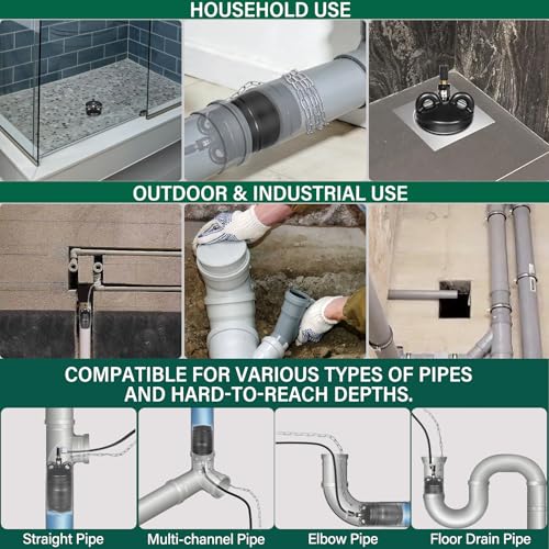 Image of 2 Inch Inflatable Pipe Plug Balloon Kit with Extension Hose,Safety Chain & Pump, Rubber Sewer Test Ball for Drain Blocking, Plumbing Pressure Testing /Leak Detection(Fits 1.8 inch-2.2 inch Pipes)