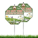 2 Pack 10' x 28' Do Not Trim Yard Signs with Stake and Accessories, Rust Free Aluminum Composite, Bilingual Garden Metal Do Not Mow Signs for Outdoor Lawn