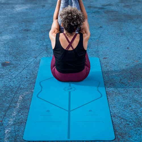 Image of Liforme Original Yoga Mat - Free Yoga Bag Included - Patented Alignment System, Warrior-like Grip, Non-slip, Eco-friendly, sweat-resistant, long, wide, 4.2mm thick mat for comfort