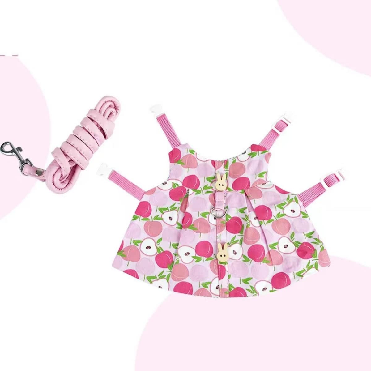 Rabbit Harness and Leash with Cute Accessories for Walking Escape Proof - Mesh Breathable Bunny Vest Harness Outdoo Suit for Ferret Kittn Puppy Small Animals (Pink-Without Accessories,L)