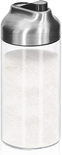 Dispensador de azúcar de vidrio de 12 onzas con boquilla de vertido de Aelga, vertedor pesado, para café, té y hornear