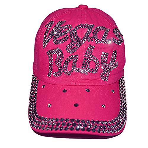 Casquette de baseball à strass rose Popfizzy en denim vieilli réglable taille unique