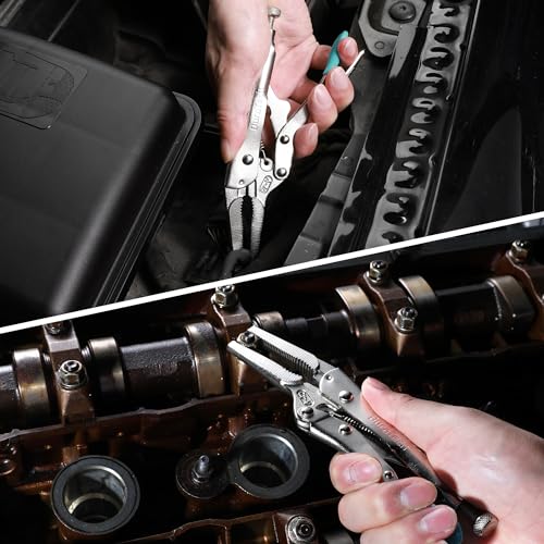 DURATECH 6-1/2Inch Long Nose Locking Pliers, Premium Cr-V Construction, Long Nose Pliers with Wire Cutter for Easy Access to Hard to Reach Areas 7