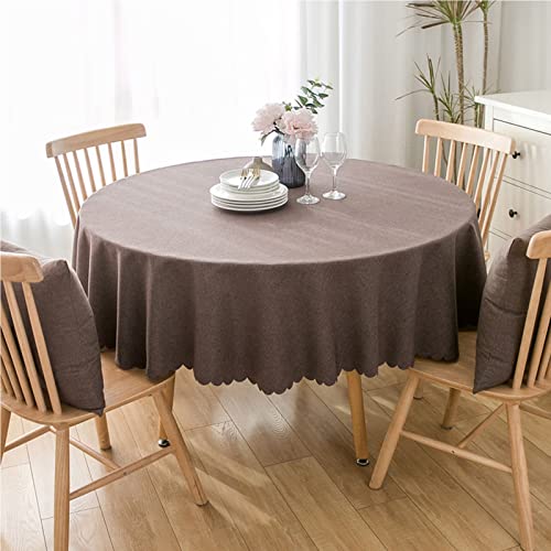 Image of Jeloris Round Waterproof Tablecloth Spill-Proof and Stain Resistant Table Cloth Wrinkle Free Washable Decorative Fabric Table Cover for Kitchen, Dining, Parties, Buffet, Wedding(78 inch, Brown)