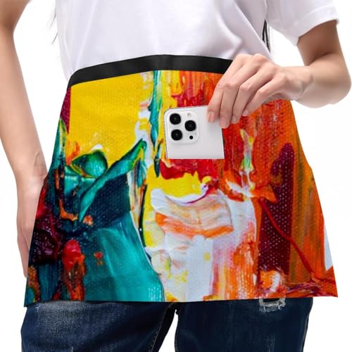 Lot de 3 tabliers courts de chef multicolores avec 3 poches frontales intégrées