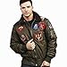 Top Gun Official B 15 Mens Flight Bomber Jacket with Patches