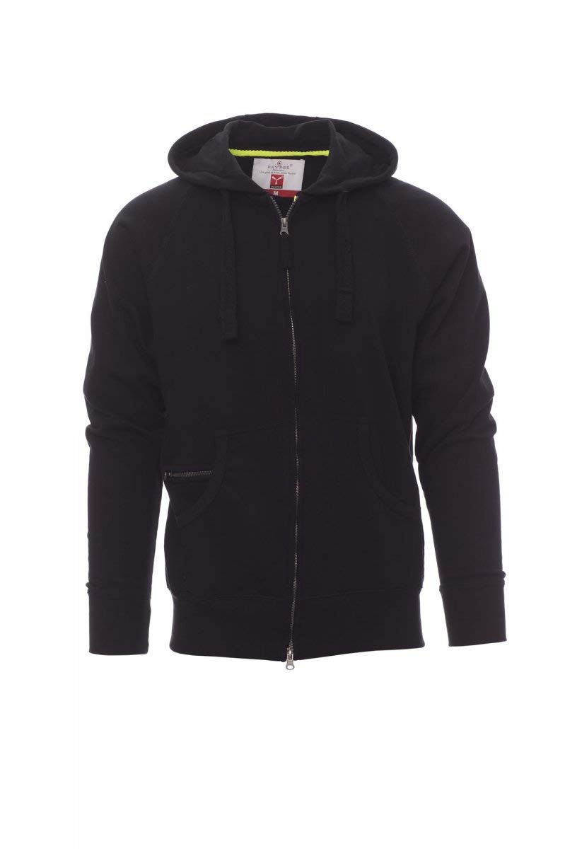 PAYPER Hawaii+ Sudadera con Capucha de los Hombres Mezcla de Algodón de Manga Larga Cierre de Cremallera Completa SBS Manga Raglan Bolsillos Riñonera Blanco