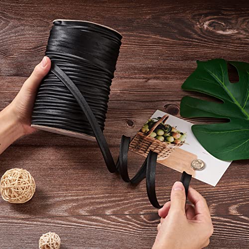 Beadthoven 109Yards/Roll Maxi Piping Trim 3/8” Satin Luster Polyester Single Fold Piping Bias Tape Binding Lip Cord Welting Cord With Spool For Sewing Clothing Trimming Upholstery (Black) #TOP3