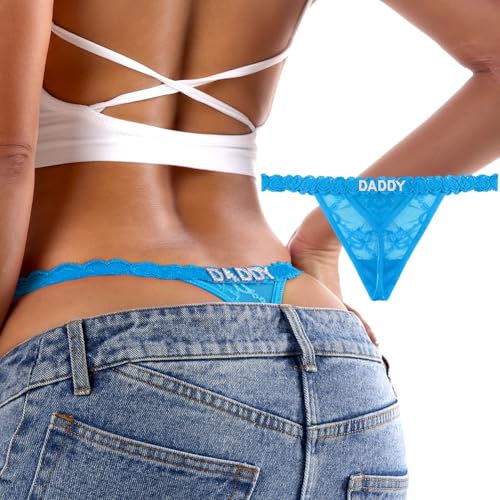 Image of Sexy Underwear for Women Lace Panties Sexy Thong with Funny Rhinestone Letters for Couple Gifts