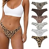 Women's Sexy Leopard Print Ice Silk Seamless Knit G-String Thong (US, Alpha, Large, Regular, Regular, A 6 Pack)
