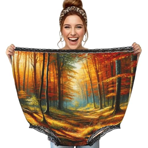 Culotte surdimensionnée Augenstern noire avec motif de route forestière d'automne