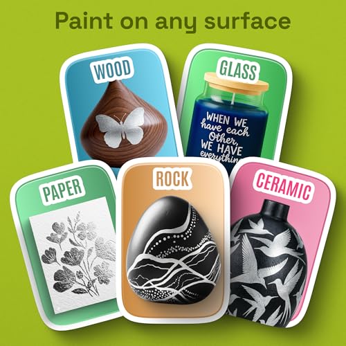 Image of ARTISTRO 12 Silver Dual-Tip Acrylic Paint Markers - Paint Pens Set with Dot & Fine Tips for Fabric, Rock, Glass, Wood, Coloring Books - Arts & Crafts Gift - Classroom Must Haves & School Supplies