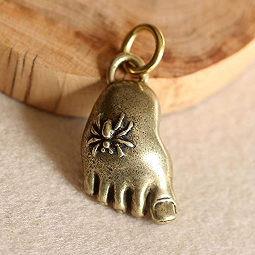Pendentif pied de Bouddha avec araignée en laiton massif pour offrir