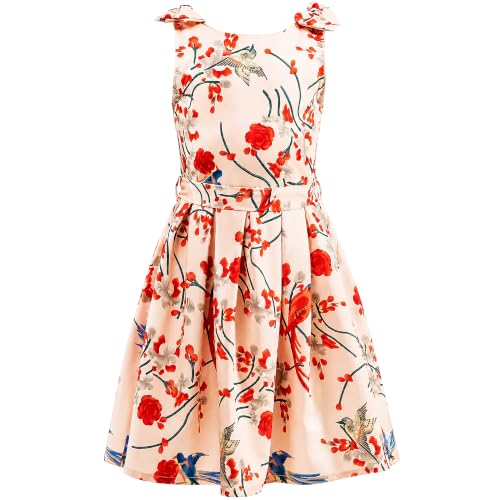 Image of Miss Lavish London Kid Dress for Girls, Shoulder Bow Printed Party Dress, Summer Dress for Girls, Kids Printed Dress for Birthday, Vacation, Wedding & Festival Girls Dresses