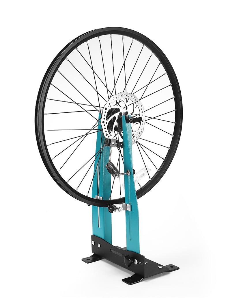 Support de Centrage de Vélo pour Roues de 16" à 29", Support d'étalonnage pour l'entretien des Roues avec Tige d'adaptation d'axe, Acier au Carbone, Largeur Roue Réglable de 95 à 155 mm