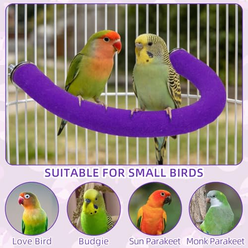 Image of RYPET Parrot Perch Rough-surfaced - Quartz Sands Bird Cage Perches for Medium to Large Bird, U Shape Purple Small