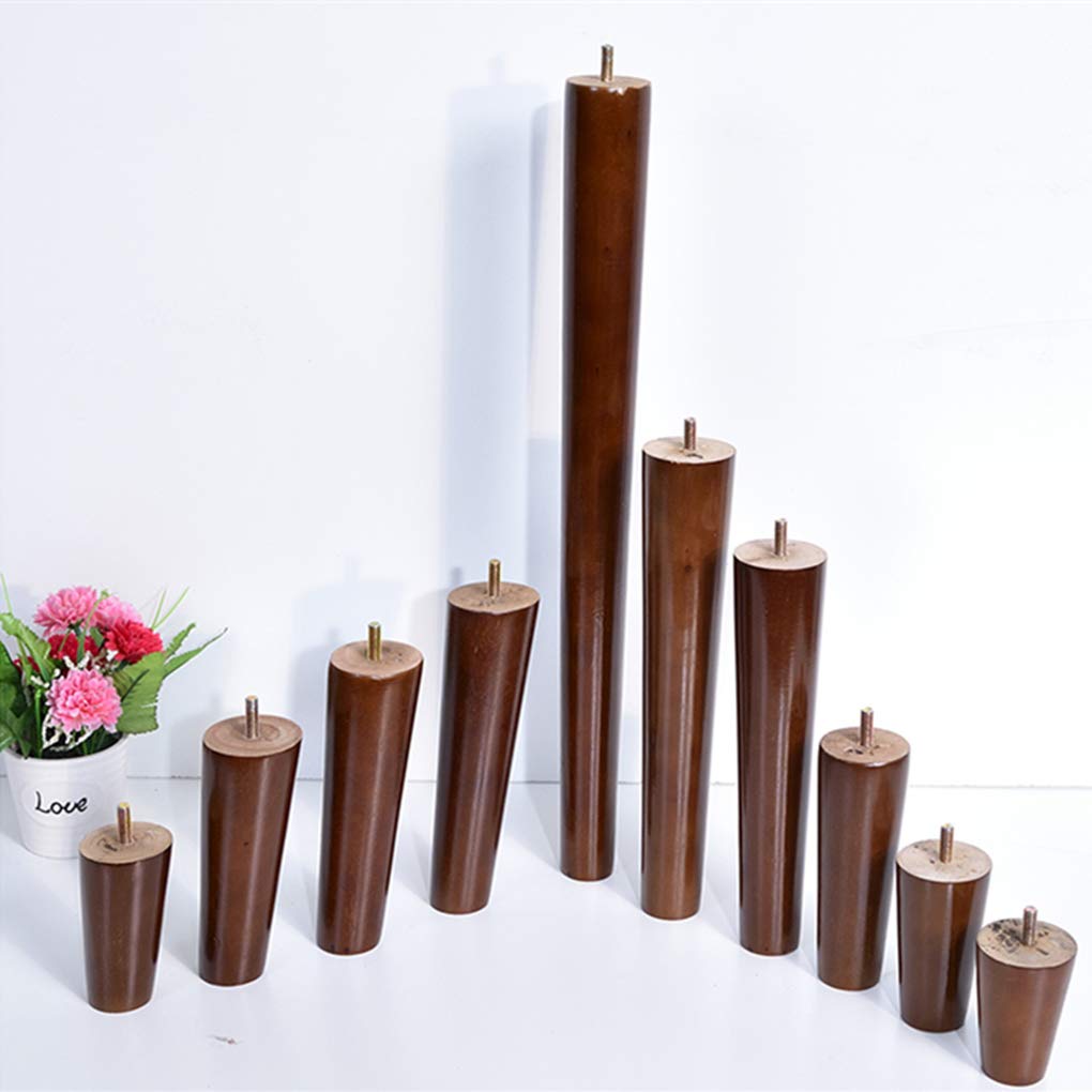 4 gambe per mobili in legno massello conico di ricambio per mobili a cono obliquo, piedini per mobili per divano, letto, sedia, divano, piedini in legno M6, noce (25 cm)
