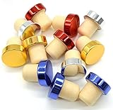 Ten Tree [ Newest Synthetic Cork ] Wine Tasting Corks Reusable Wine Bottle Stopper T-Plug Cork and Beverage Bottle Stoppers， Blue Gold and Silver (Set of 4) 19mm