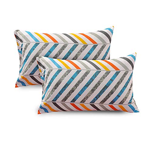 Image of Huesland by Ahmedabad Cotton 120 TC Cotton Bedsheet for Double Bed with 2 Pillow Covers - Grey, Blue, Orange & Yellow