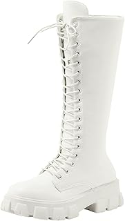 Generisch Zapatos de mujer Botas de mujer de sólido con cremallera lateral cordones estilo británico compatibles con moto mujer 39