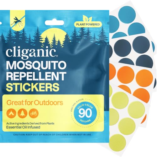 Image of Cliganic Mosquito Repellent Stickers for Kids & Adults (90 Pack) - Solid Patches, Natural DEET-Free, Essential Oil Infused, Insect Repelling Garments