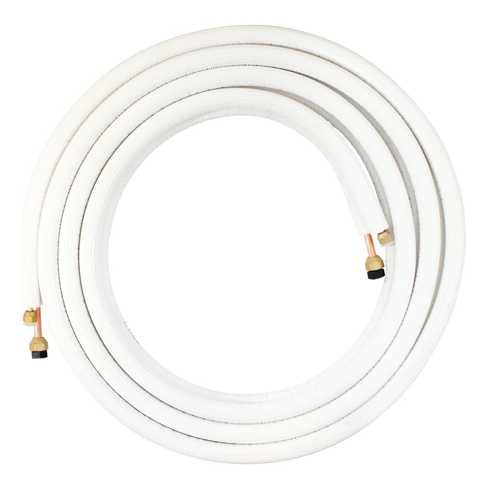 Kit Instalacion Aire Acondicionado Bitubo Tubo de Cobre Aislado Acodado 5 Metros Compresor Unidad Exterior Tuberias Aire Split con Desague y Accesorios de Instalacion (1/4" - 1/2" 5MTS)