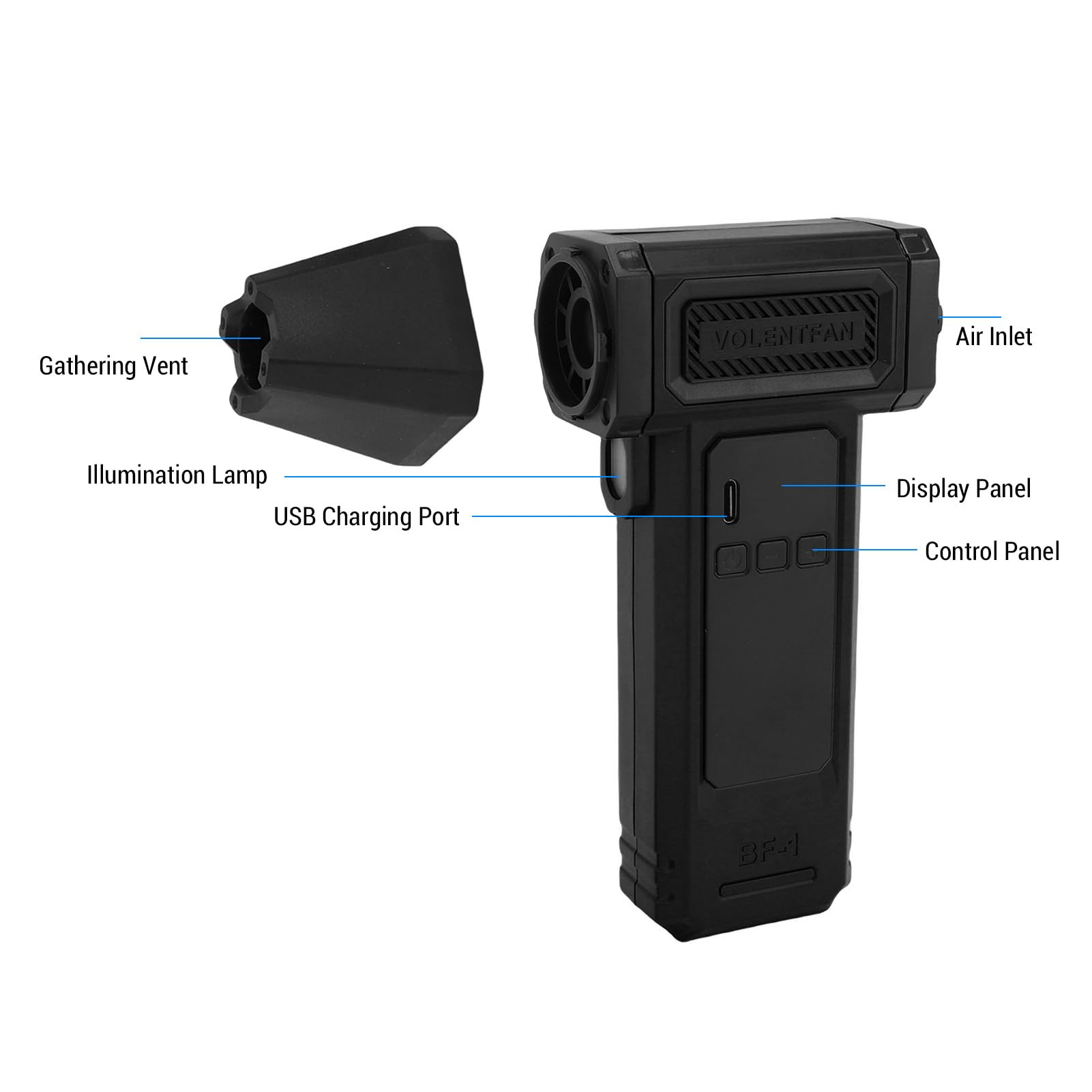 Spolverino ad aria compressa lvifloae con 9 marce e display LED (Nera)