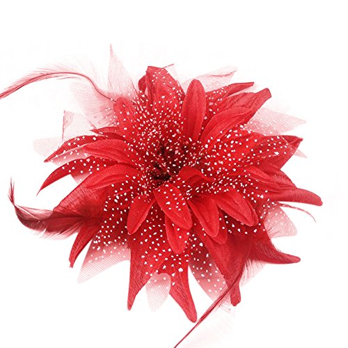 Auranso Flax Hair Clip Feather Barrette Hairpin Party Fascinator Headband Cocktail Hat for Women Girls