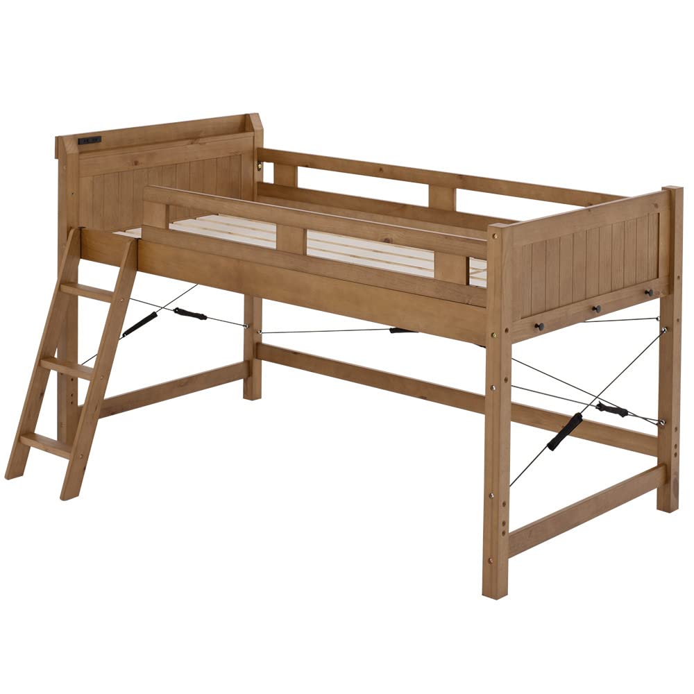 Amazon｜頑丈ロフトベッド poplar ポプラ 木製 シングル コンセント 宮 
