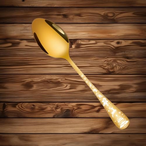 Image of Cutlery Spoon Set for Dining Table | Stylish Spoon for Kitchen | Flatware Cutlery Combo | Daily Use | Mirror Polished Tableware Eating Utensils (15 Pieces, Color : Gold)