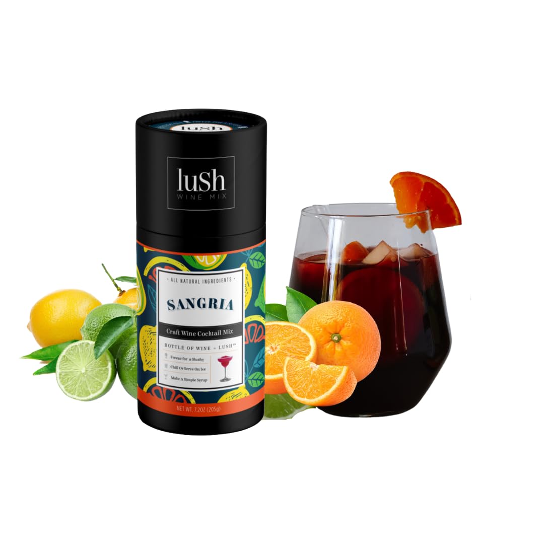 Lush Wine Mix Organic Cocktail Mixers, Drink Mix for 11 Servings of Frozen Wine Slushies, Margaritas, Simple Syrup Cocktails - Sangria - 1 Pack