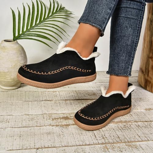 Kubbon Womens Bootie Slippers Suede Leather Ankle Slipper Comfort Platform Non-Slip Boots Faux Fur Lined Hands-Free Slipper Indoor Outdoor House Slippers2