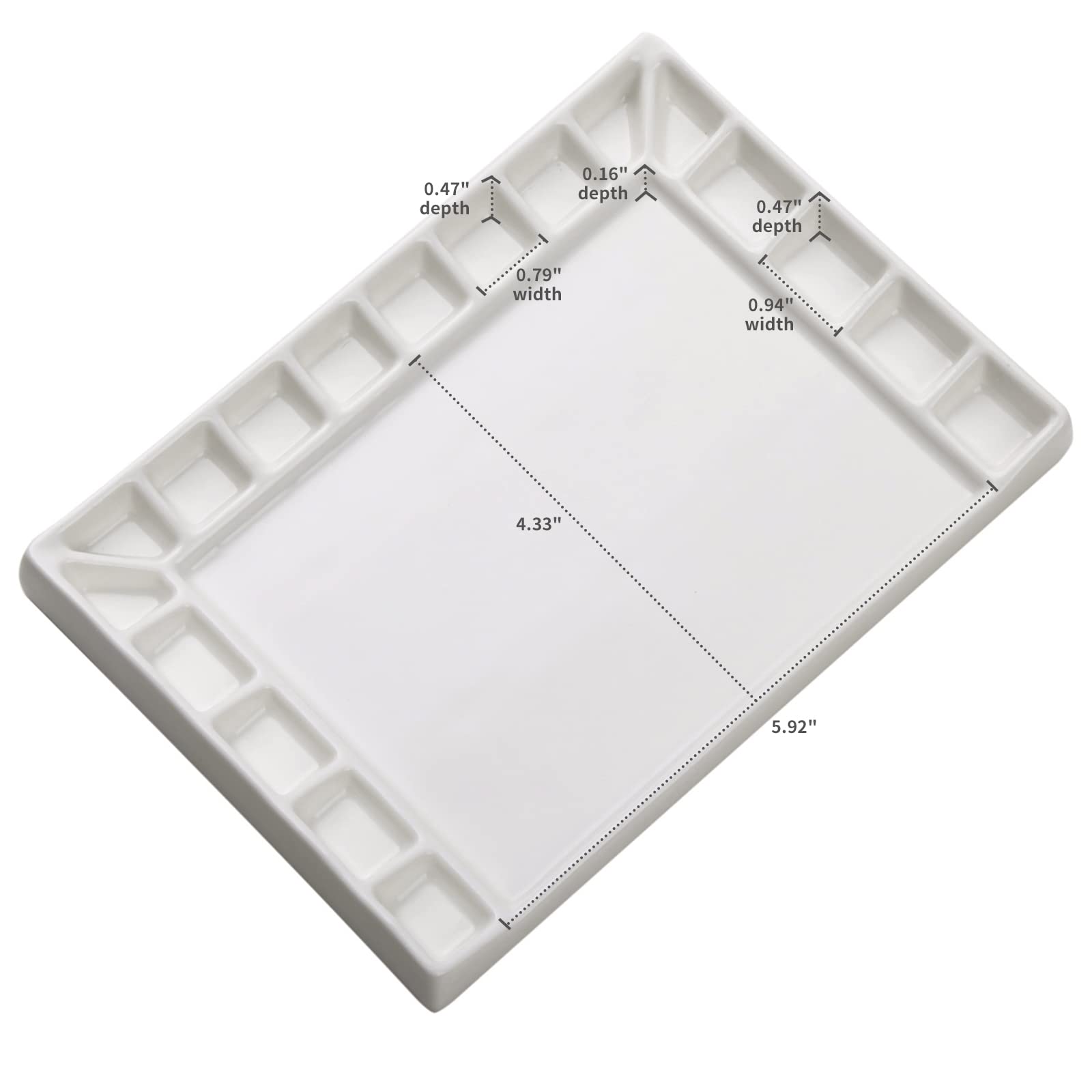 MEEDEN 18Well Porcelain Artist Paint Palette, Mixing Art Ceramic