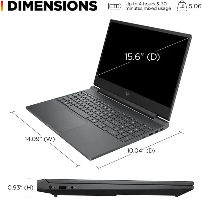 Image of HP Victus 15.6 inch Gaming Laptop, Intel Core i5-13420H, NVIDIA GeForce RTX3050 6GB GPU, FHD 144Hz IPS, 16GB DDR4 RAM, 1TB SSD, HDMI, USB-C, RJ-45, Wi-Fi 6, Backlit Keyboard, Windows 11, Mica Silver