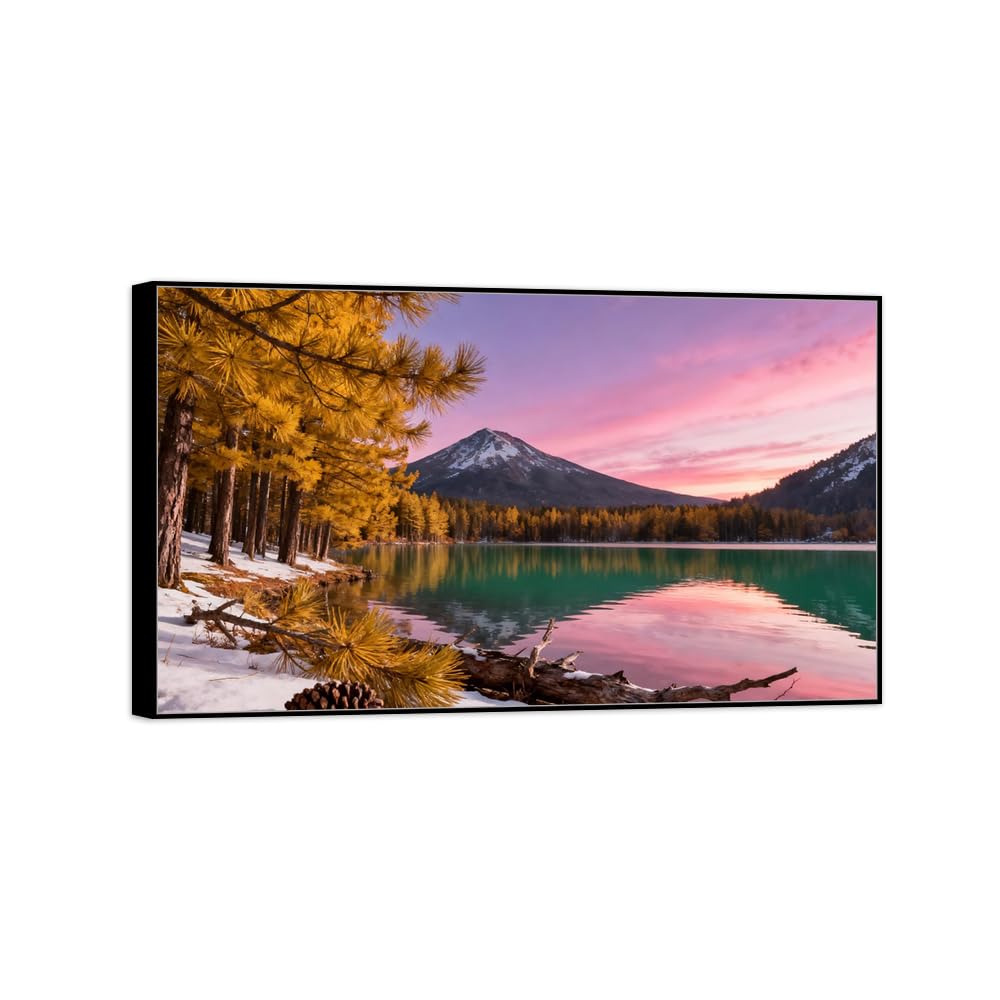 Landscape Canvas Prints Mountain Lake 10. Home Decor 40x70cm Black Frame