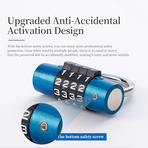 Image of Gym Locker Lock 4 Digit Combination Lock for Locker for School Gym Lock for Sports, Toolbox, Case, Hasp Storage(20) (Shackle Blue)