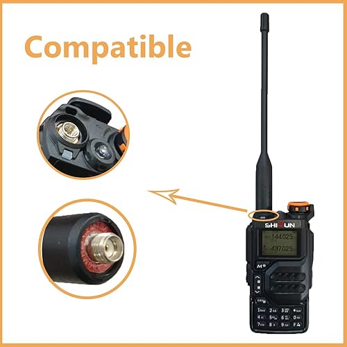 Miniatura 5 de SHIQUN UVK5 Antena original de doble banda de alta ganancia SM antena hembra 144430MHz 19cm7.48inch para UV-K5 Radio de mano GMRS Radio jamón
