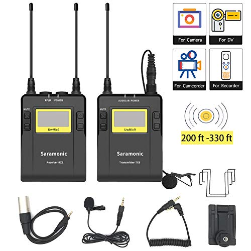 96-Channel UHF Wireless Lavalier Microphone for Camera Video News Live, Saramonic Wireless Lapel