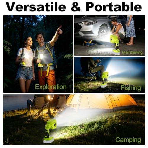 Image of 1600LM Flashlight for Ryobi ONE+ 18V Li-ion Ni-Cad Ni-Mh Battery, Portable Handheld Flashlight Project Light for Camping Workshop Garage Car Repairing, Emergency and Job Site(Battery not Included)