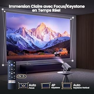 Vidéoprojecteur 4K【Netflix Inclus/Dolby】 30000 Lumen Projecteur 4K Auto Focus/Keystone Courte Focale, WiFi Bluetooth FHD 1080P Projecteur Portable WiFi6 Rotatif 360° Zoom RétroProjecteur Home Cinéma