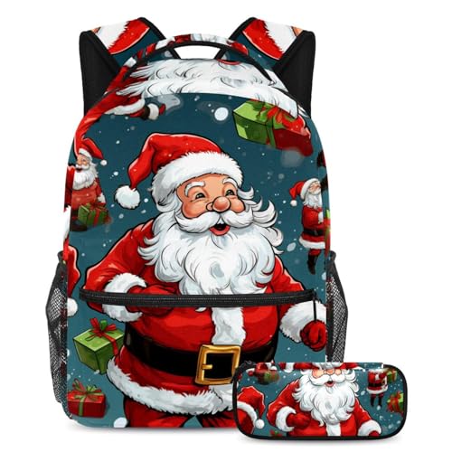 Cartables Père Noël pour enfants avec trousse multicolore pour la rentrée scolaire des garçons